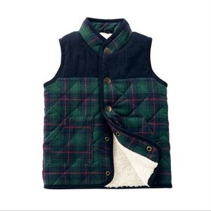 Mudpie‎ Boys Vest Quilted Blackwatch Plaid Sherpa Vest Size 4T-5T